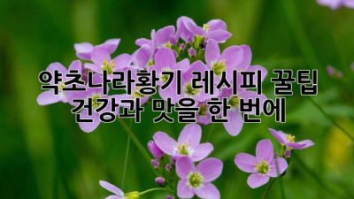 약초나라황기 레시피 꿀팁🍯 건강과 맛을 한 번에!